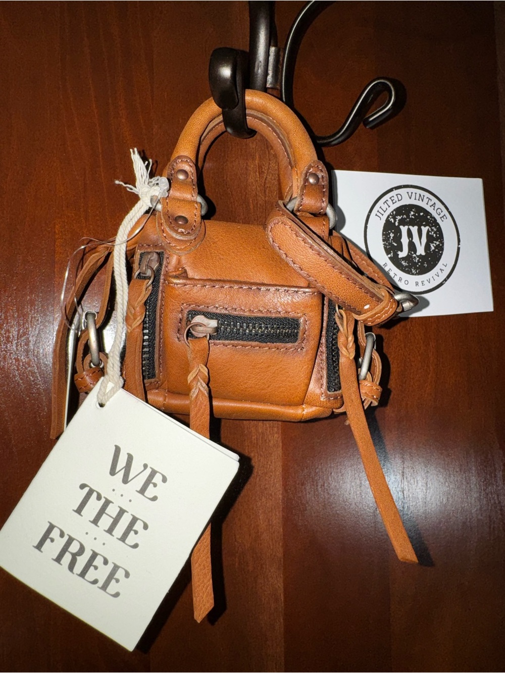 Free People Micro Emerson Mini Tote Bag Charm Saddle NWT